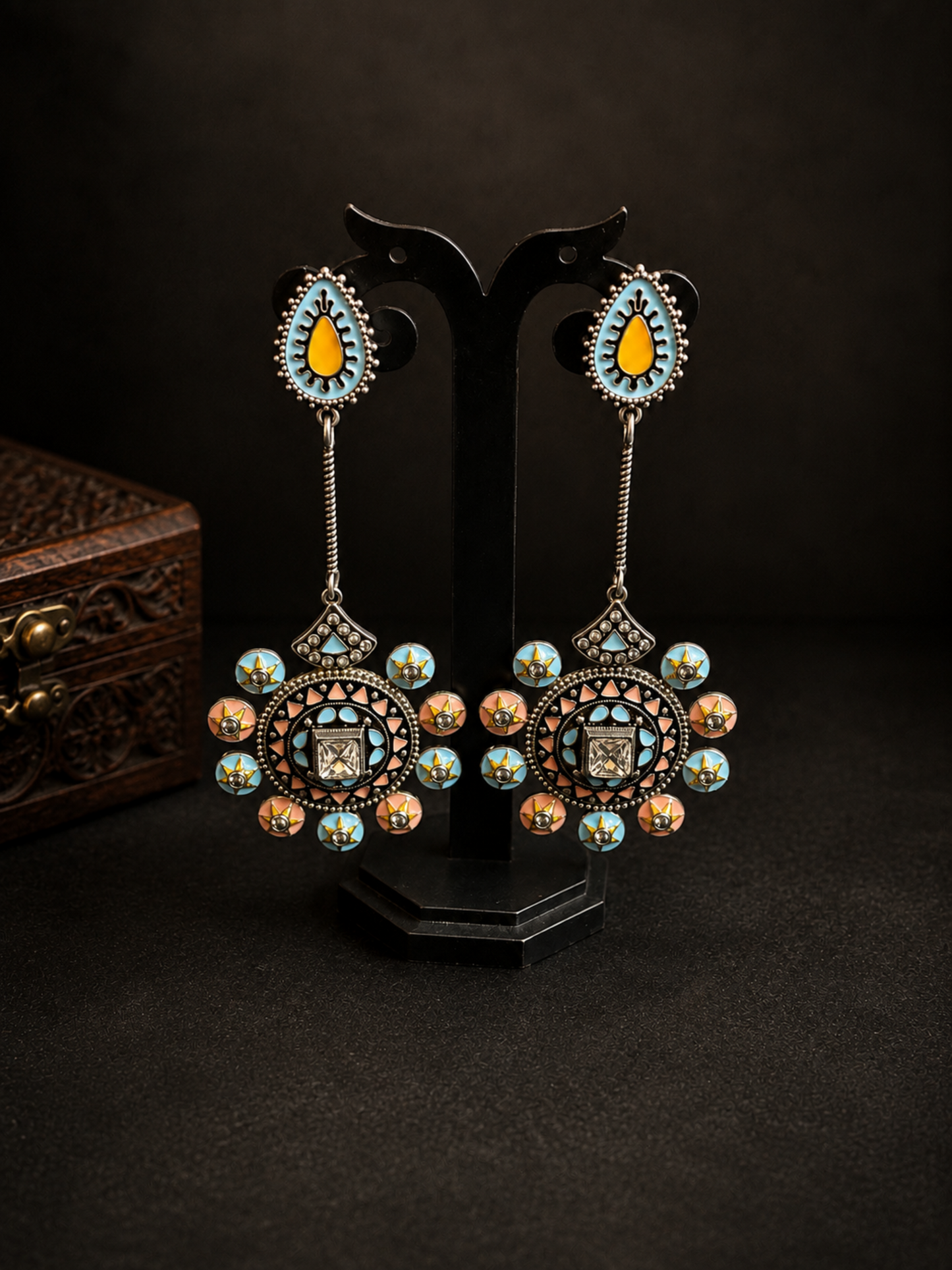 Meenakari Long Earrings