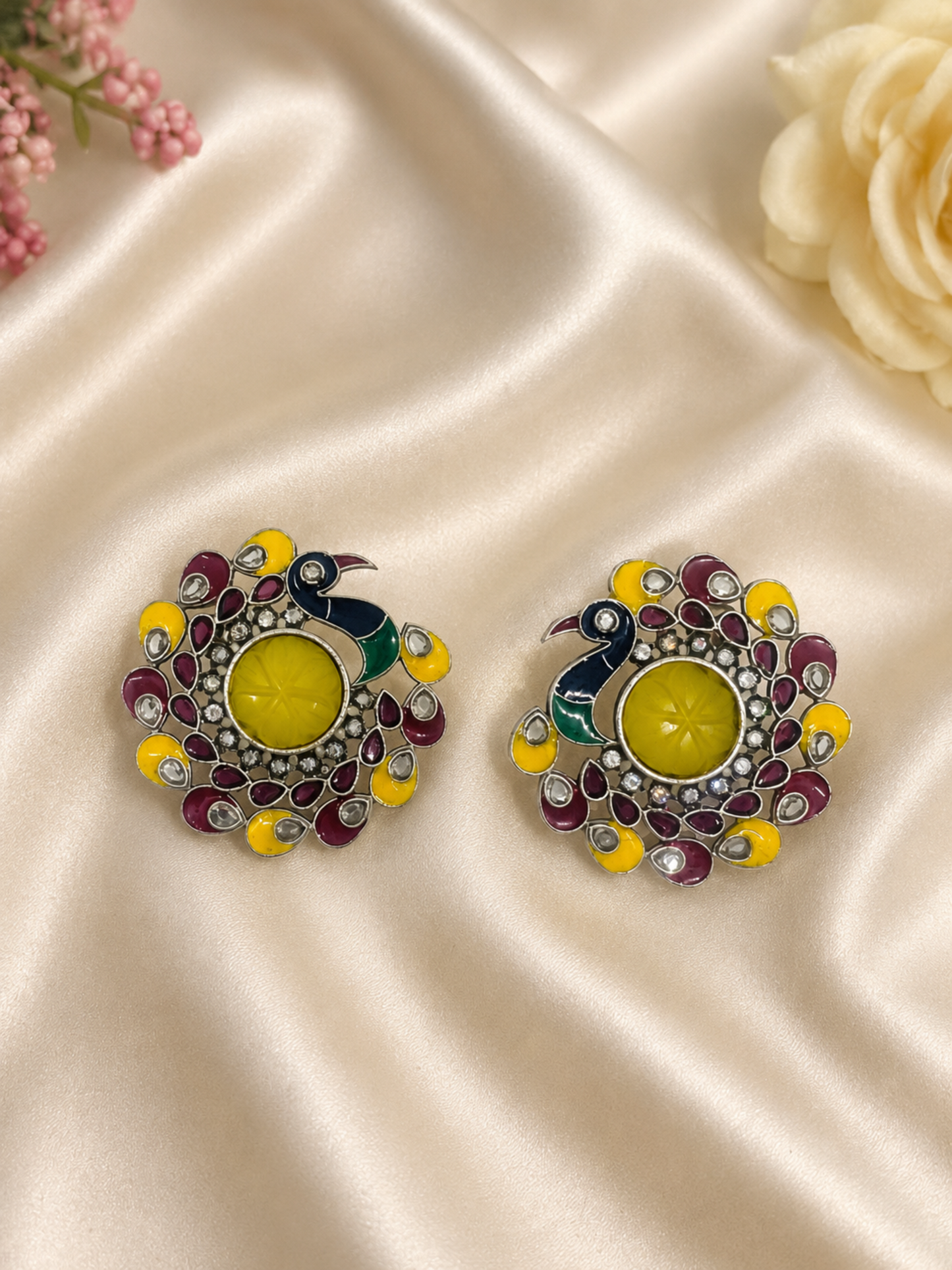 Peacock Meenakari Earrings