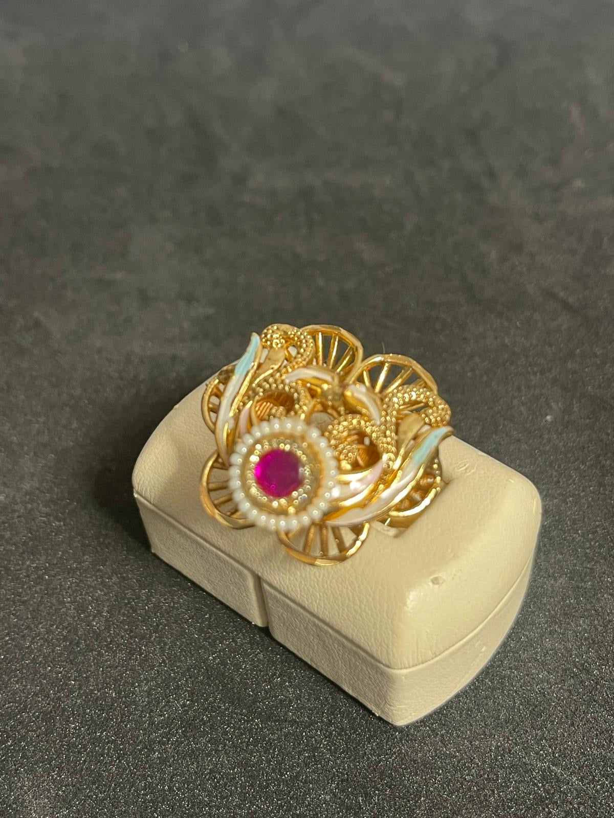 Meenakari Flower Ring