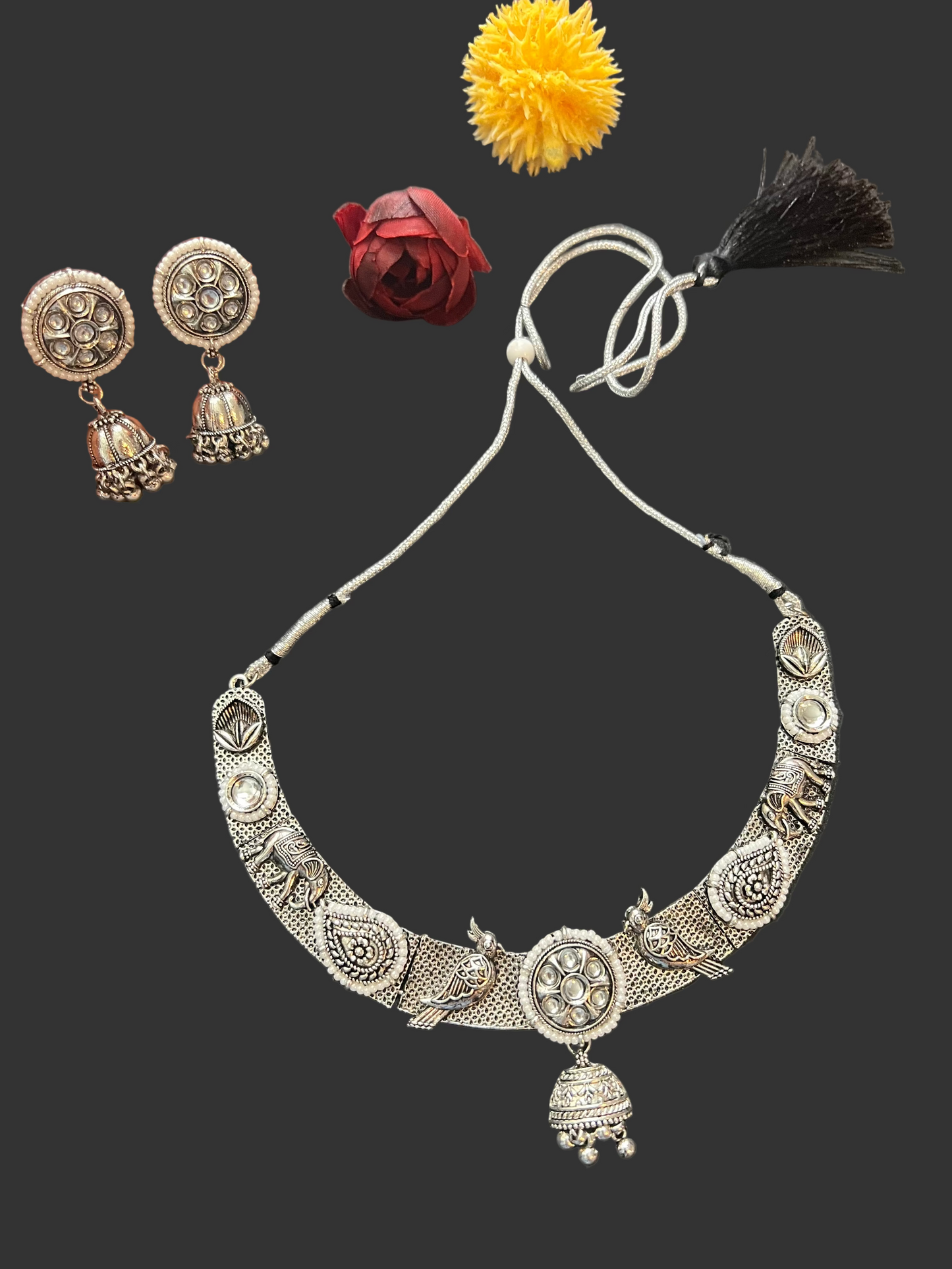 Pearl Silver plated Choker/Necklace Set