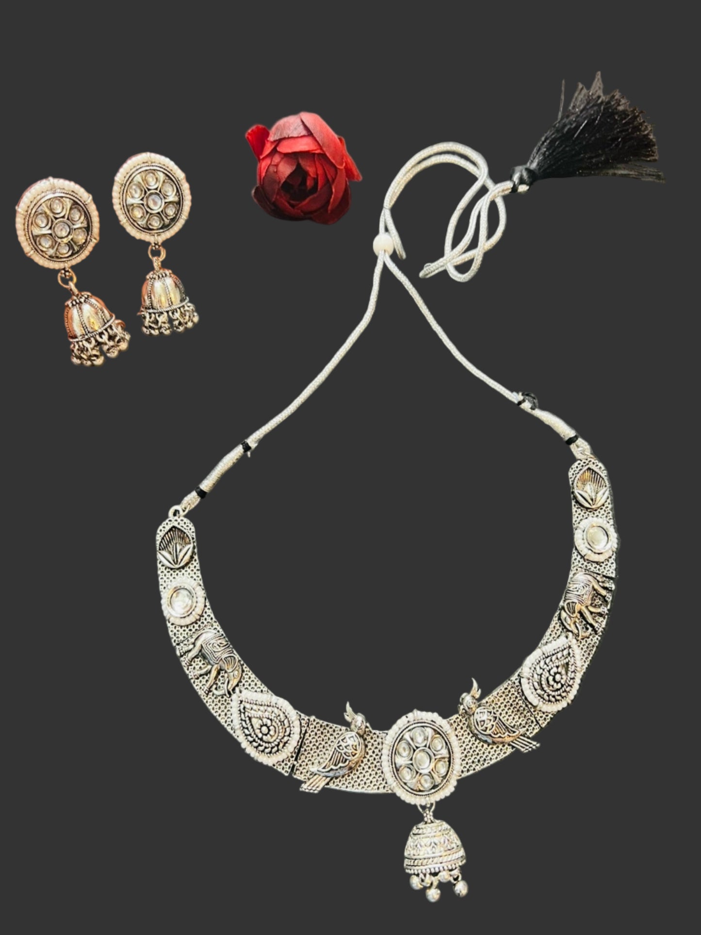 Pearl Silver plated Choker/Necklace Set