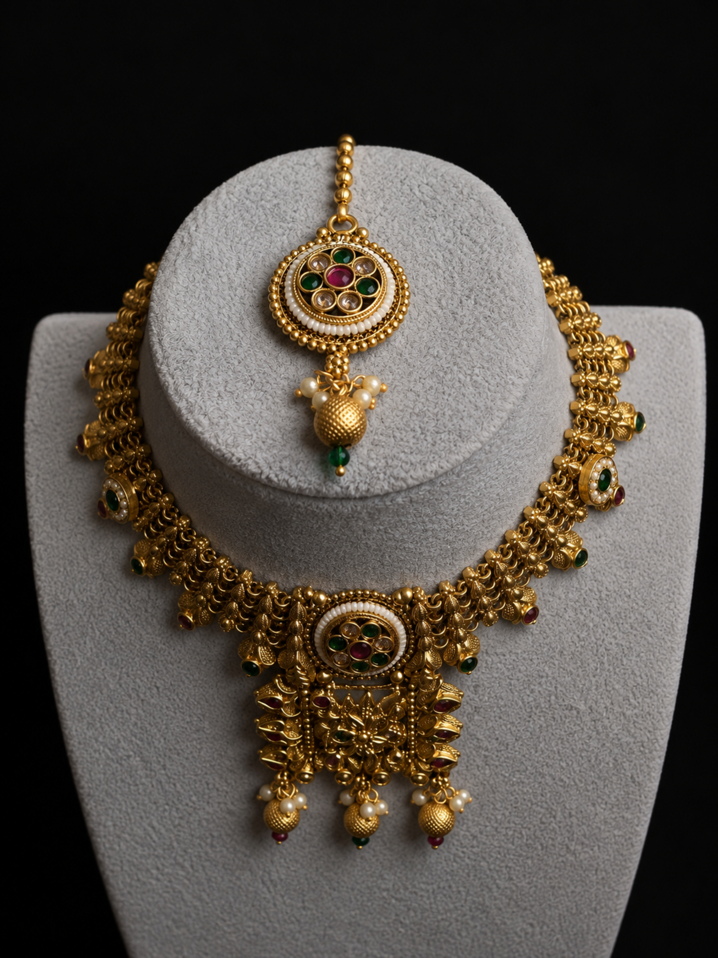 Rajwadi Square Necklace Set