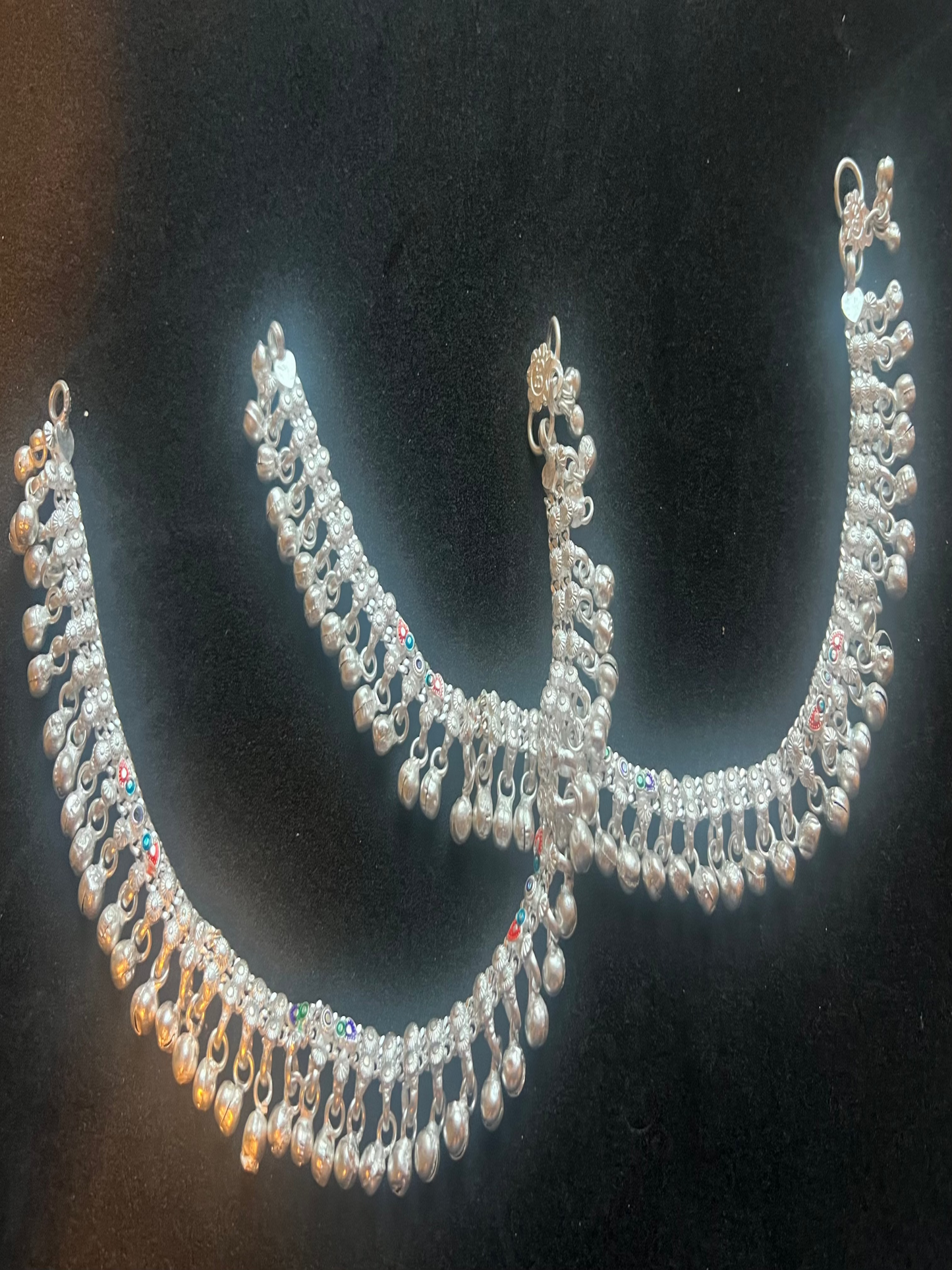 Silver Plated Meenakari Anklet