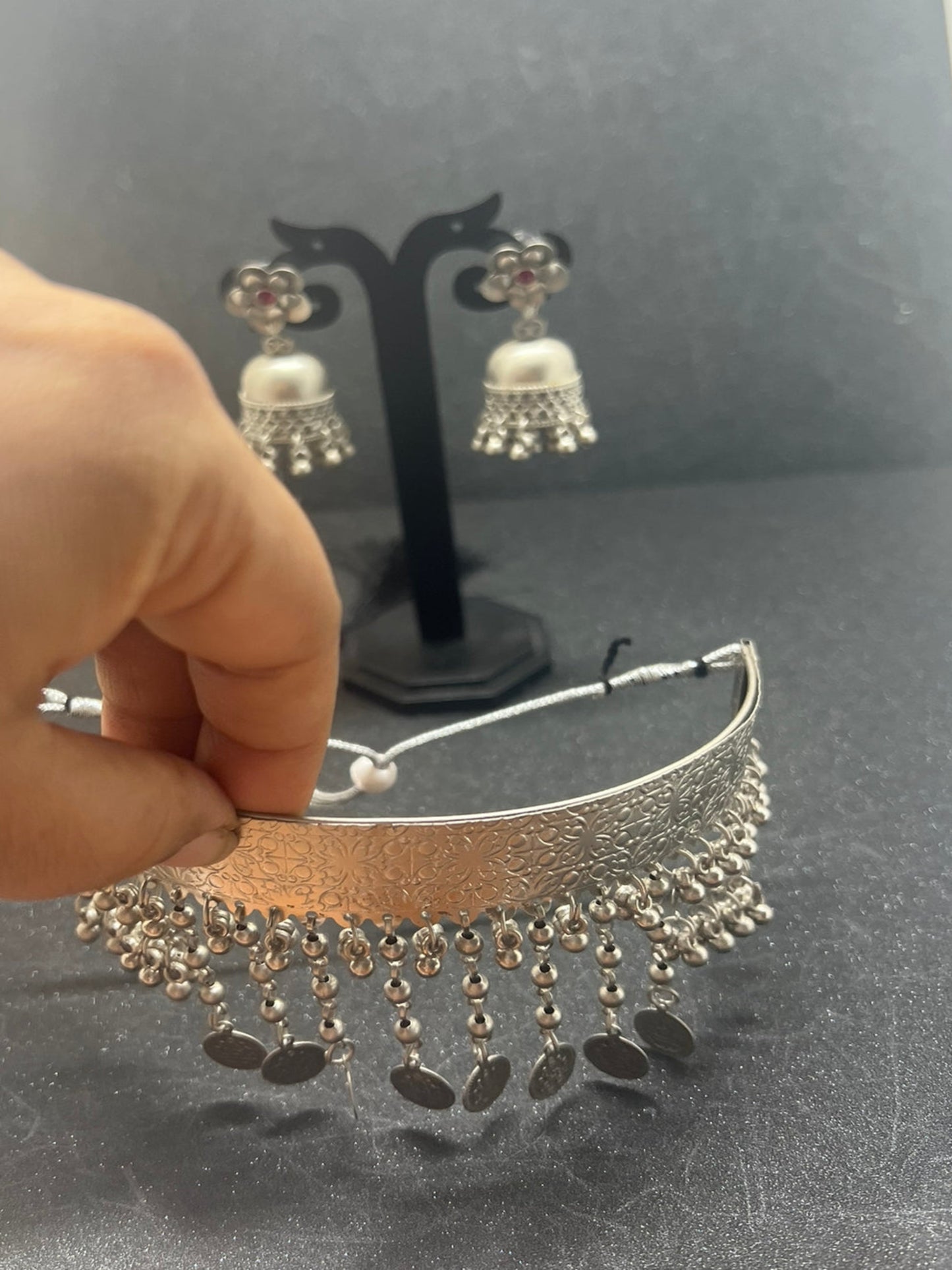 Silver-plated Coin Choker/Necklace Set