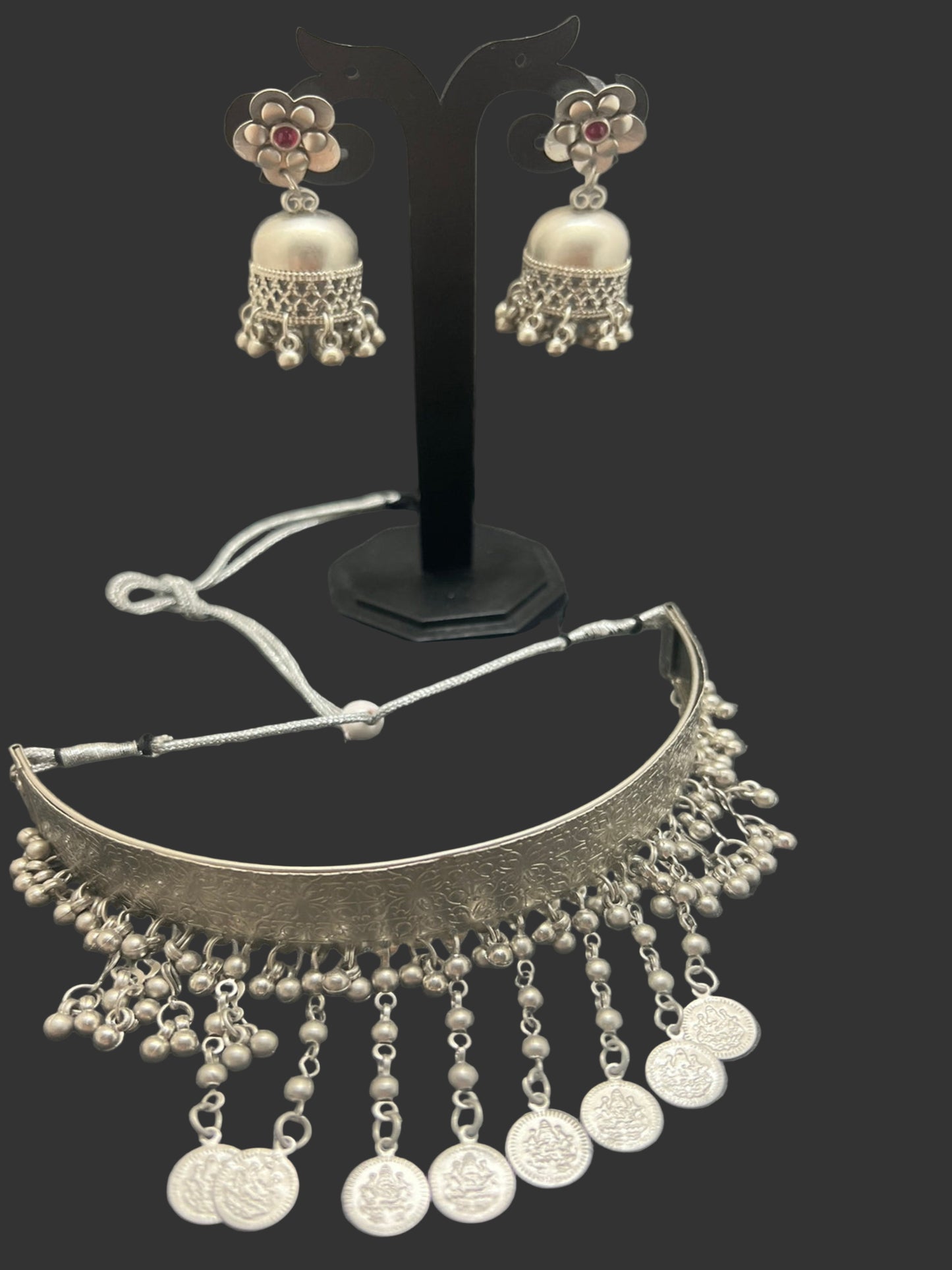 Silver-plated Coin Choker/Necklace Set