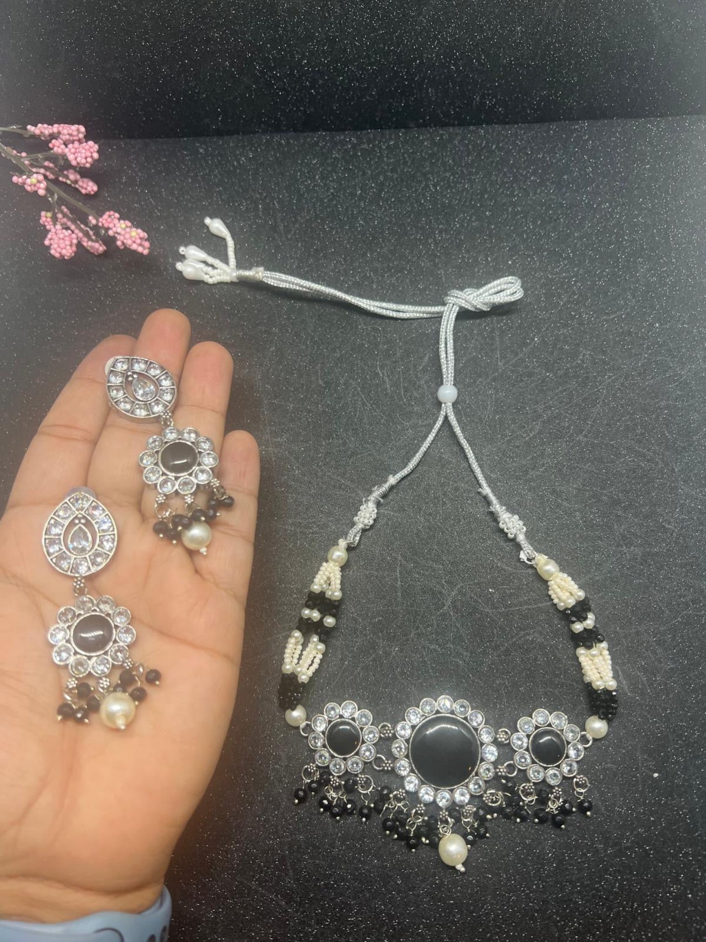 Stonework & Pearl Choker Set