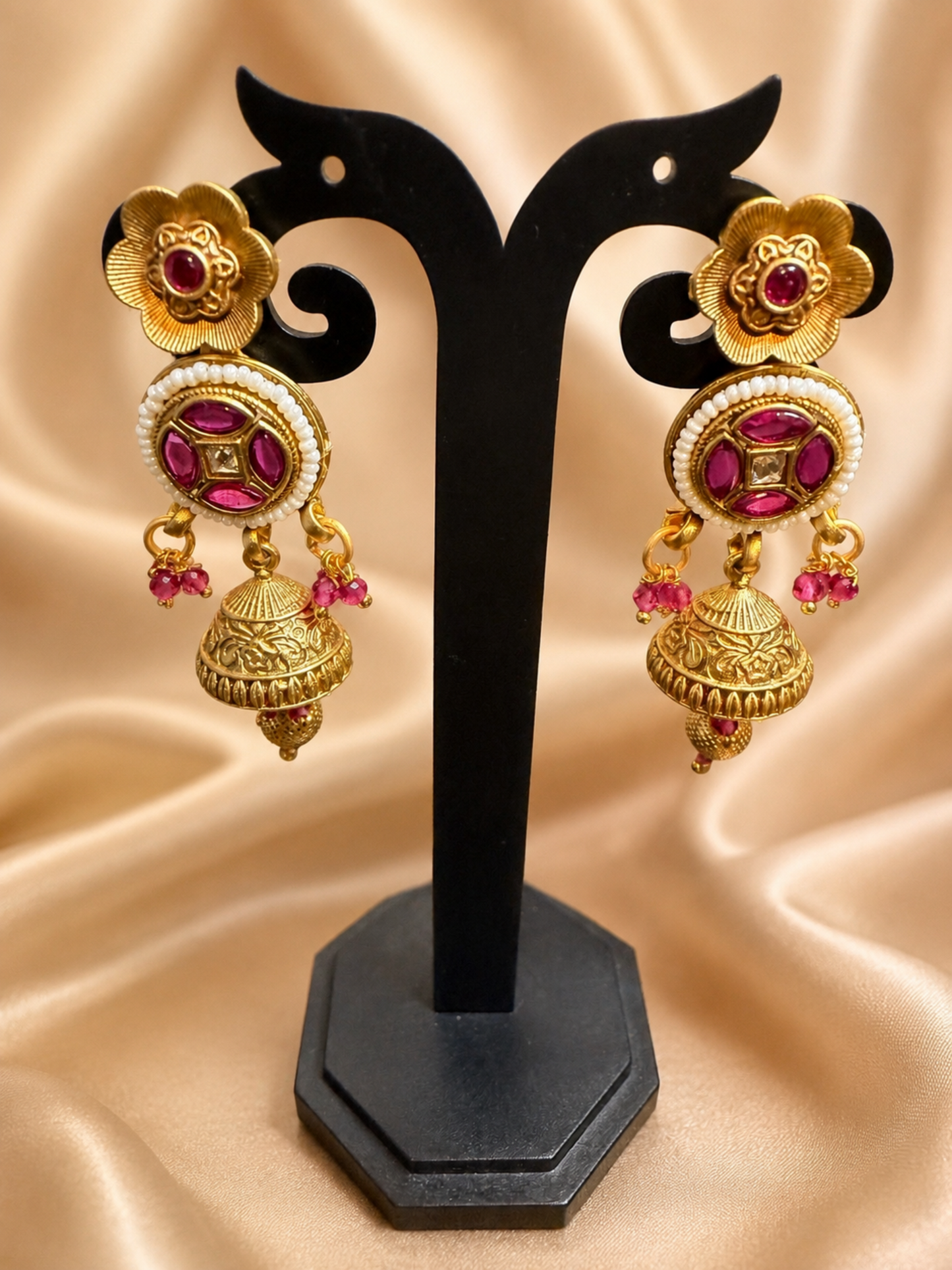Gold-Plated & Pink Bead Choker Set