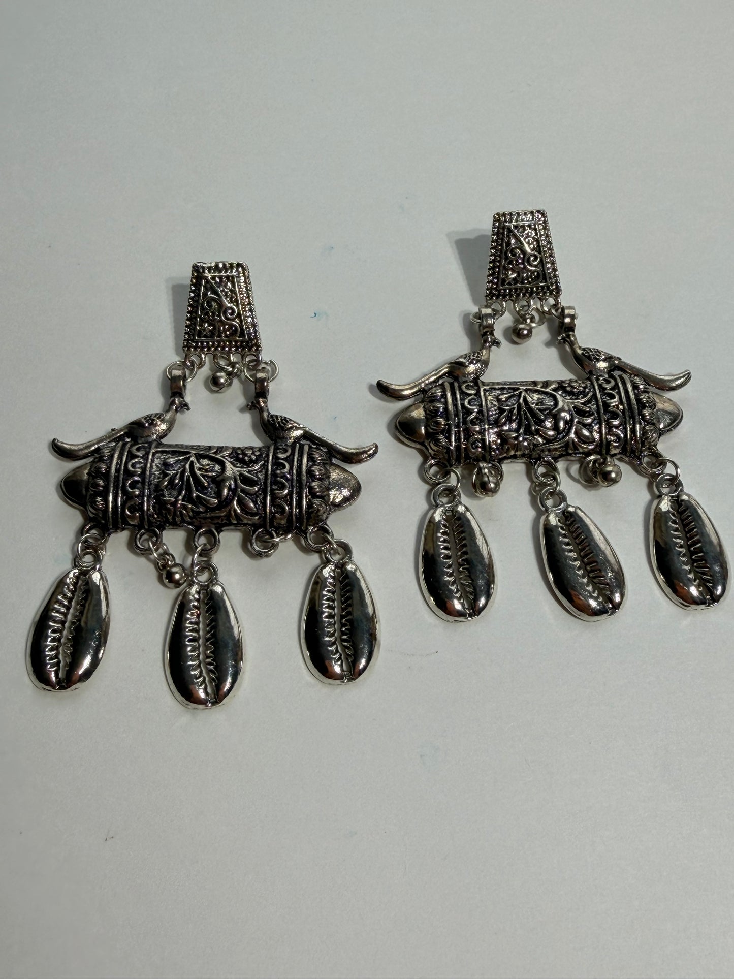 German Silver Kodi/Cowrie Earrings