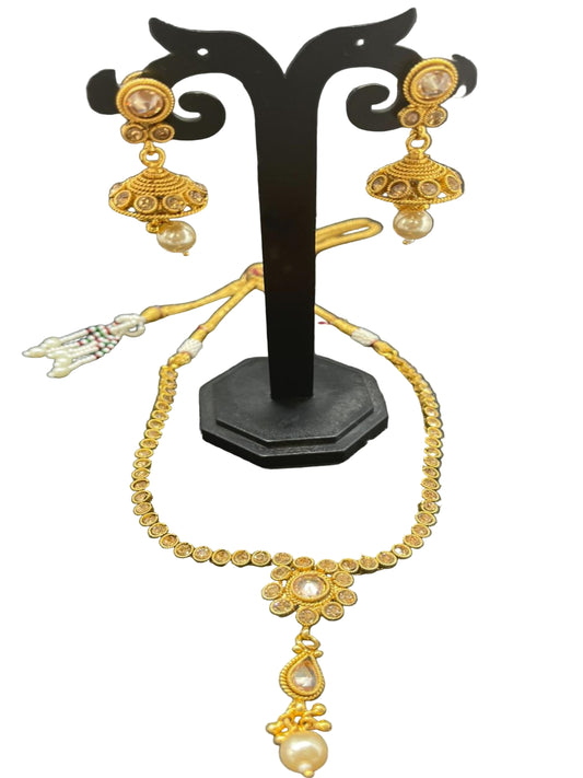 Gold plated Necklace with Earrings.