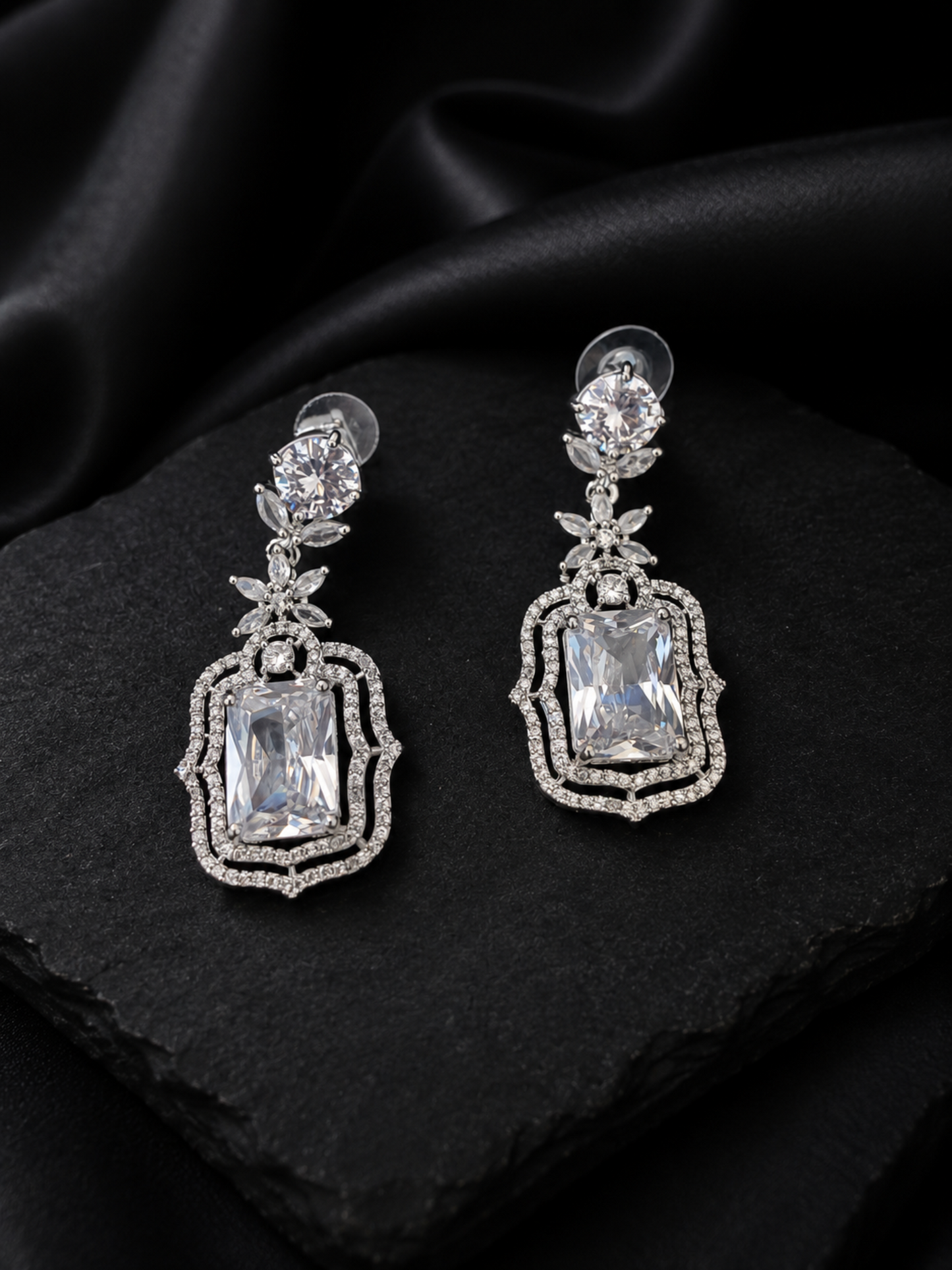American Diamond(Rhodium Polish) Earrings