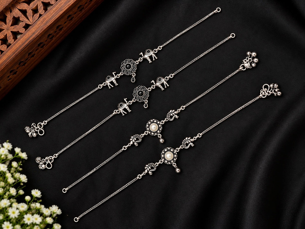 German Silver & Stonework Anklets