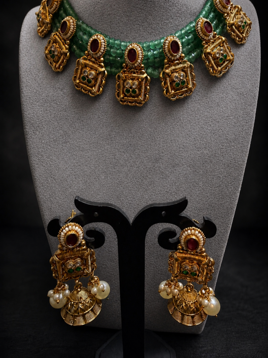 Crystal and Stone work Necklace Set