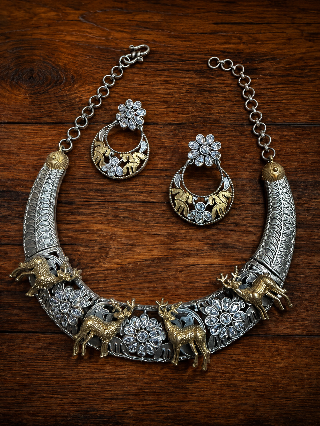 German Silver Dual Tone Necklace Set.
