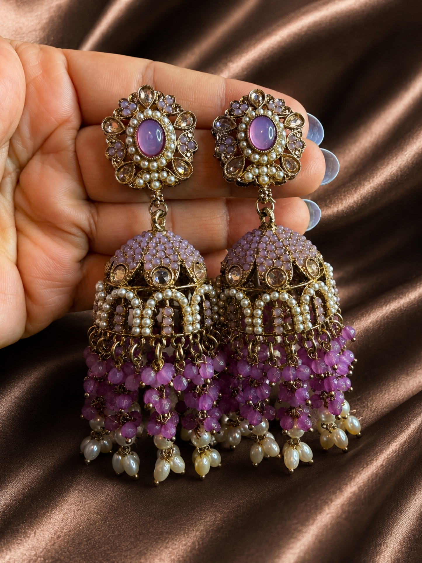 Stonework & Pearl Earrings