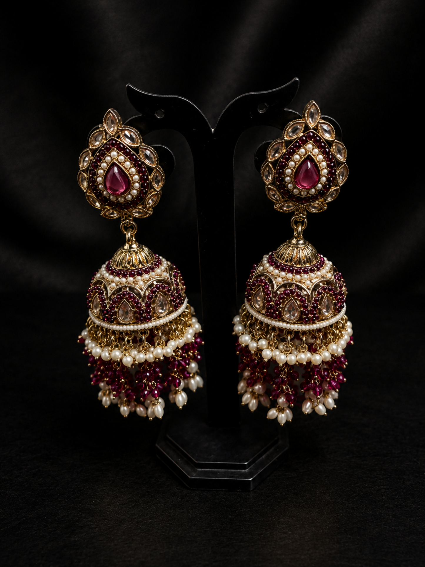 Stonework & Pearl Jhumka/Earrings