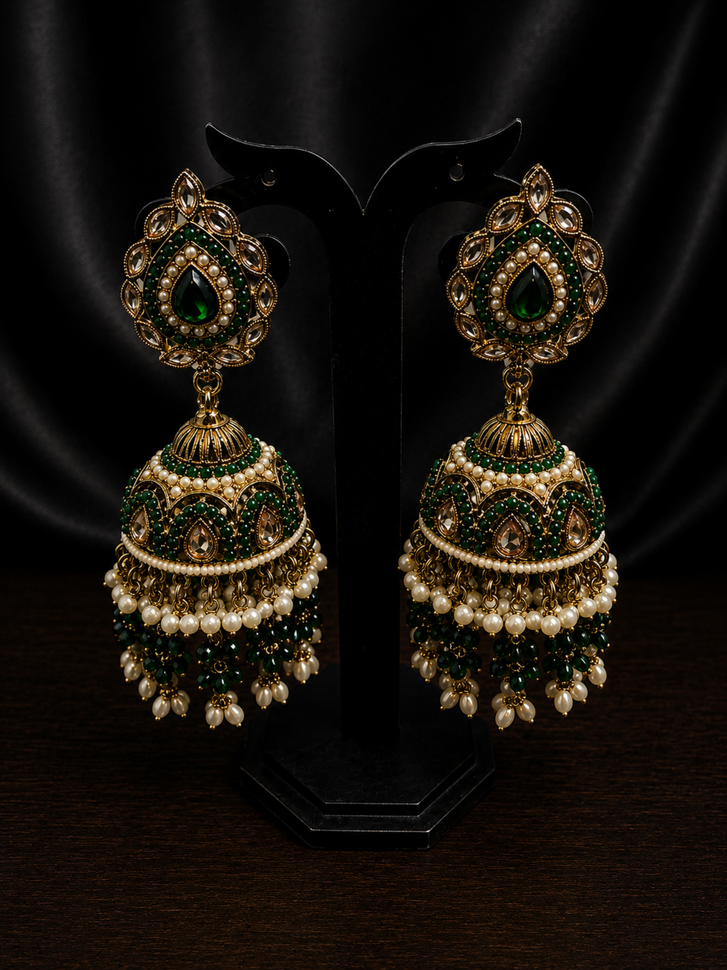Stonework & Pearl Jhumka/Earrings