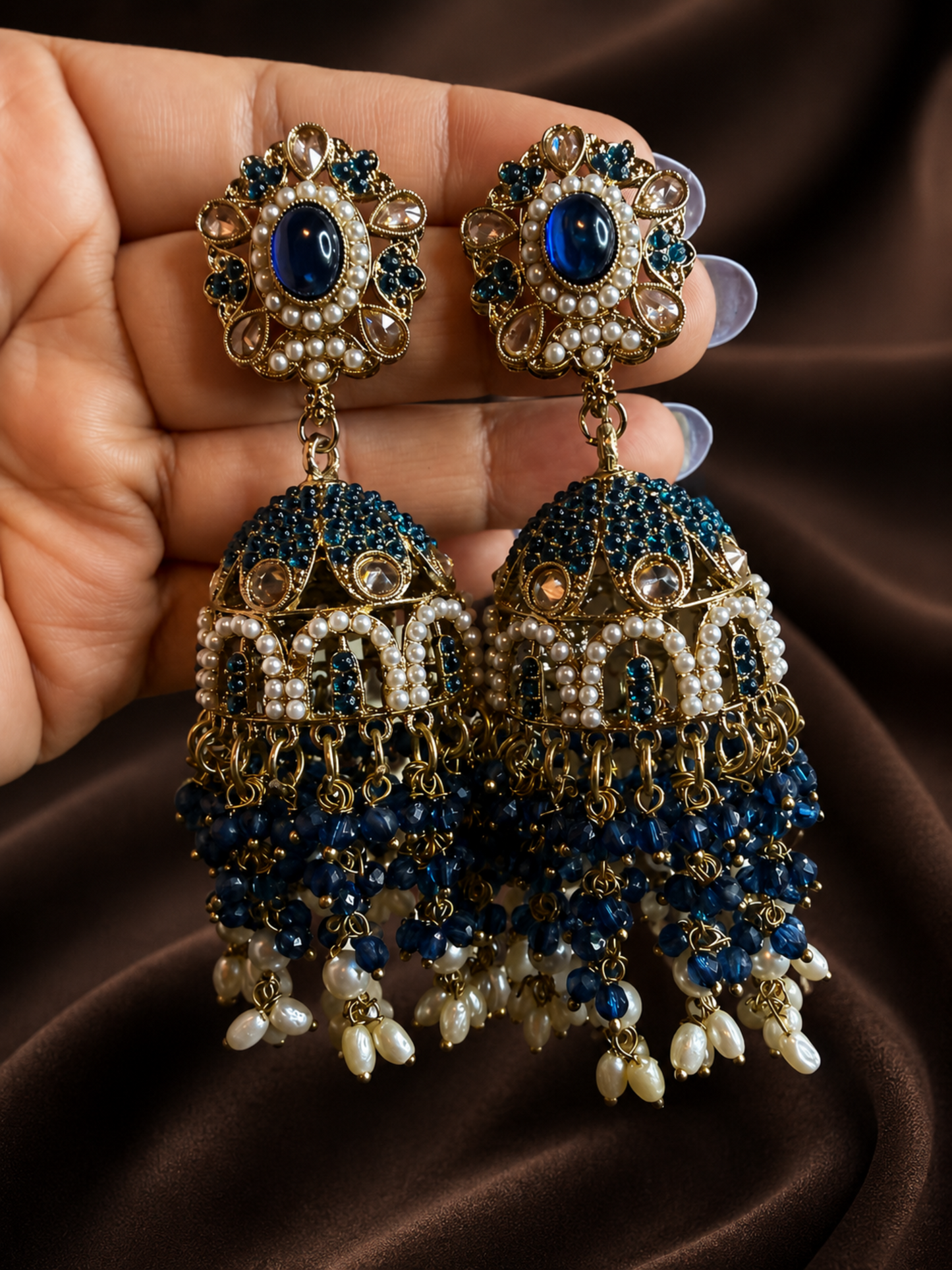 Stonework & Pearl Earrings