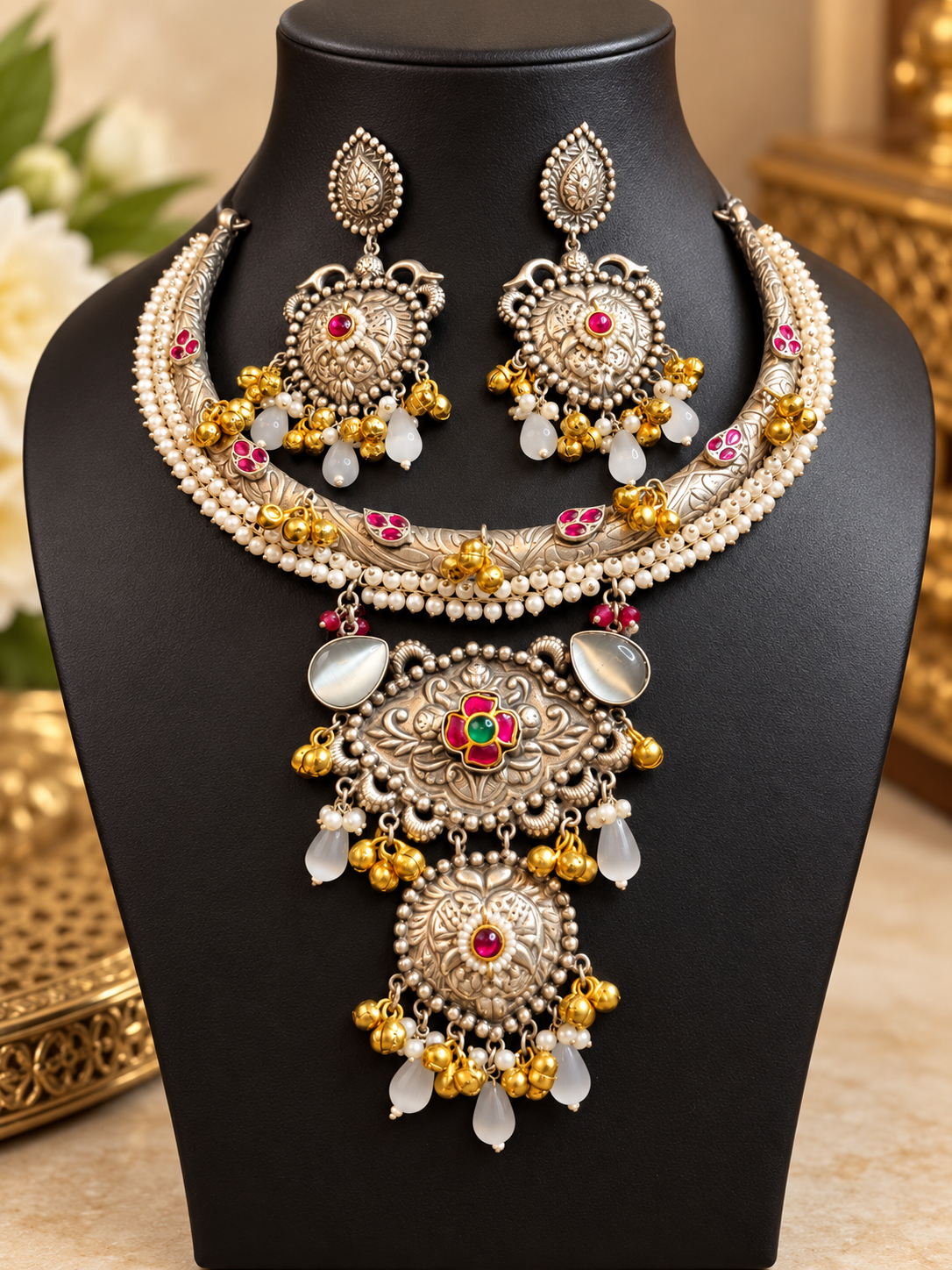 Dual Tone Necklace Set