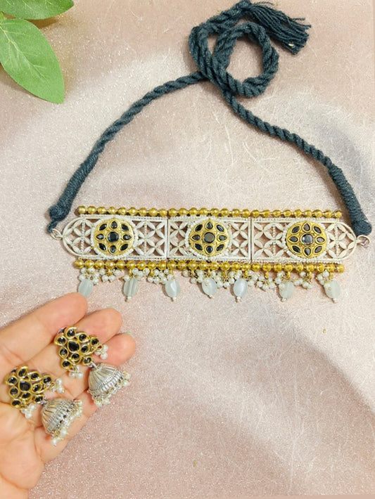 Dual-tone Choker/Necklace Set