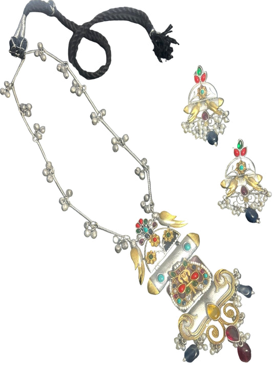 Dual tone Long Necklace Set
