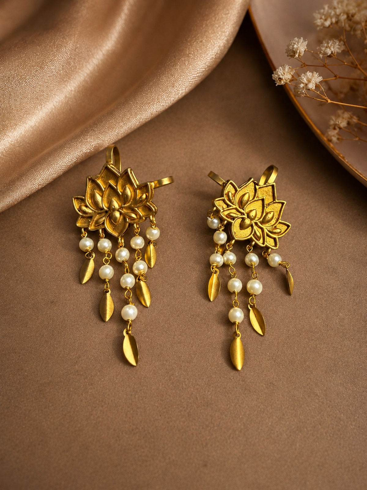 Lotus Pearl Ear Cuff-Bugadi Style