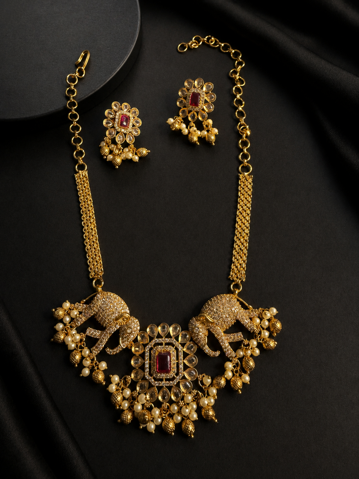 Elephant Diamond Necklace Set
