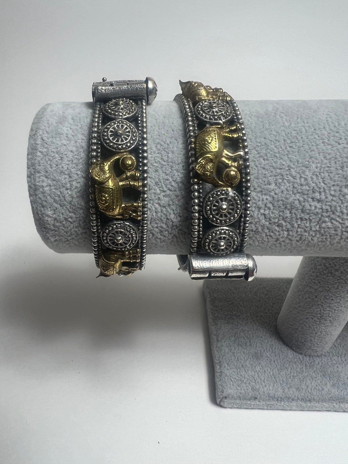 Elephant Dual tone Openable kadas/Bangles. Size 2.2