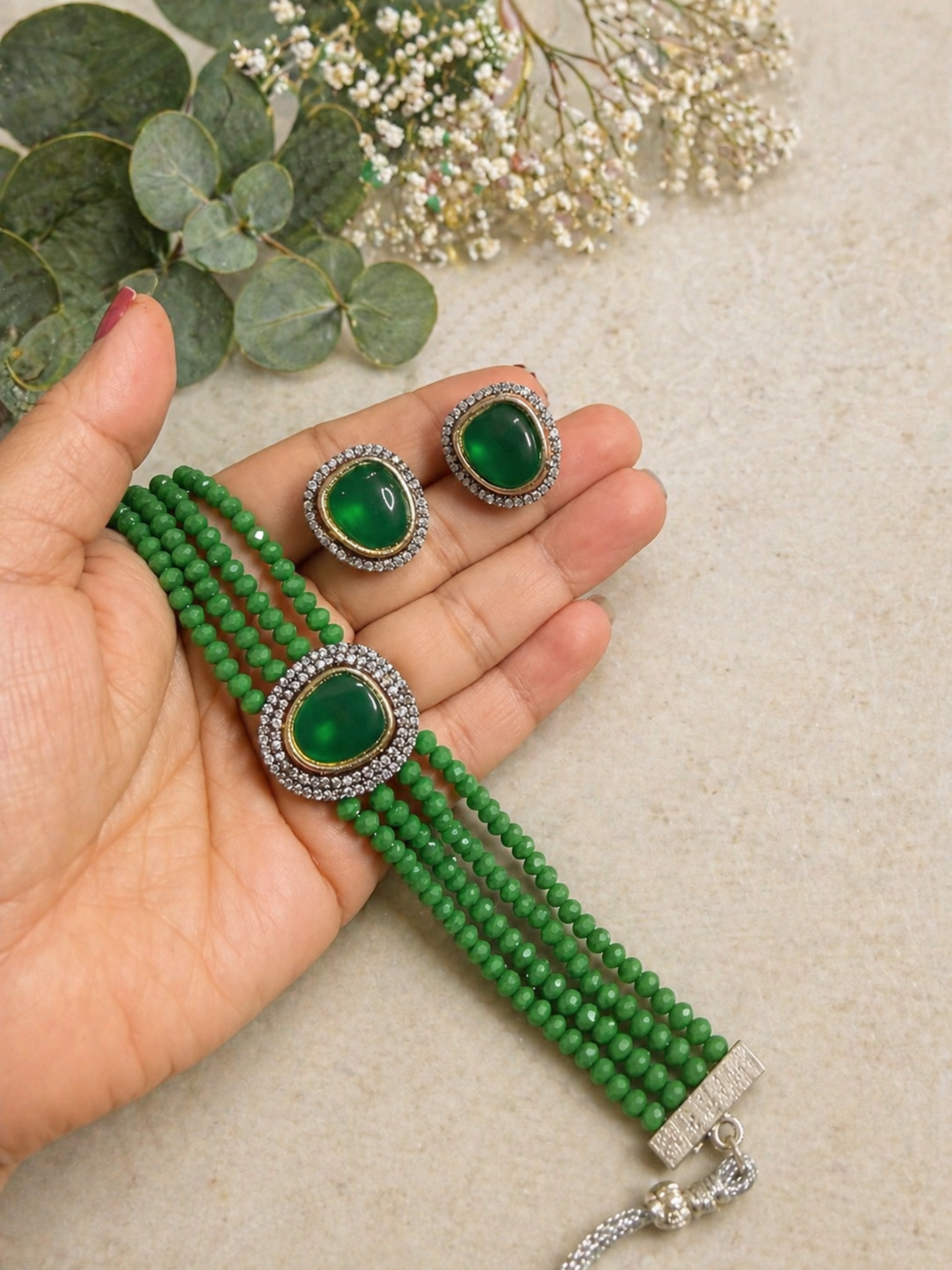 Bead and Stonework Chokers/Necklace Set