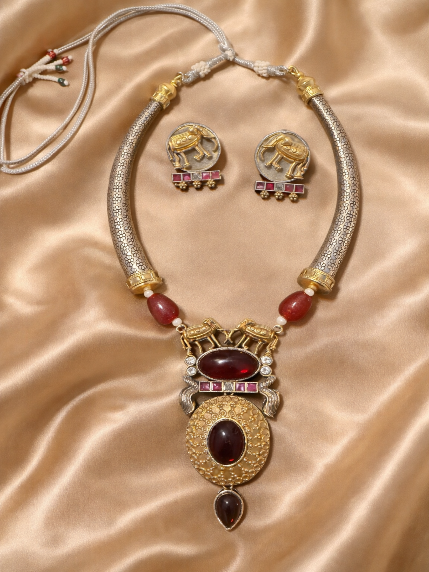 Elephant Dual Tone Necklace Set