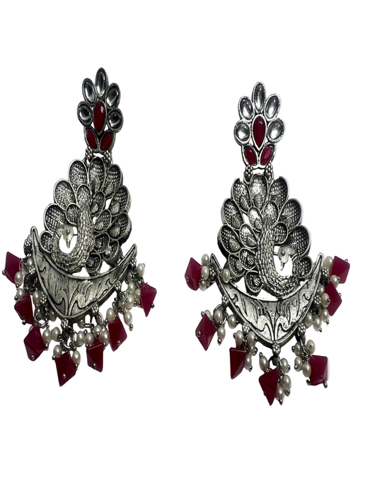 German Silver Peacock Earrings