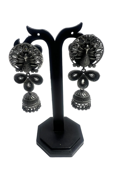 German Silver Peacock Earrings