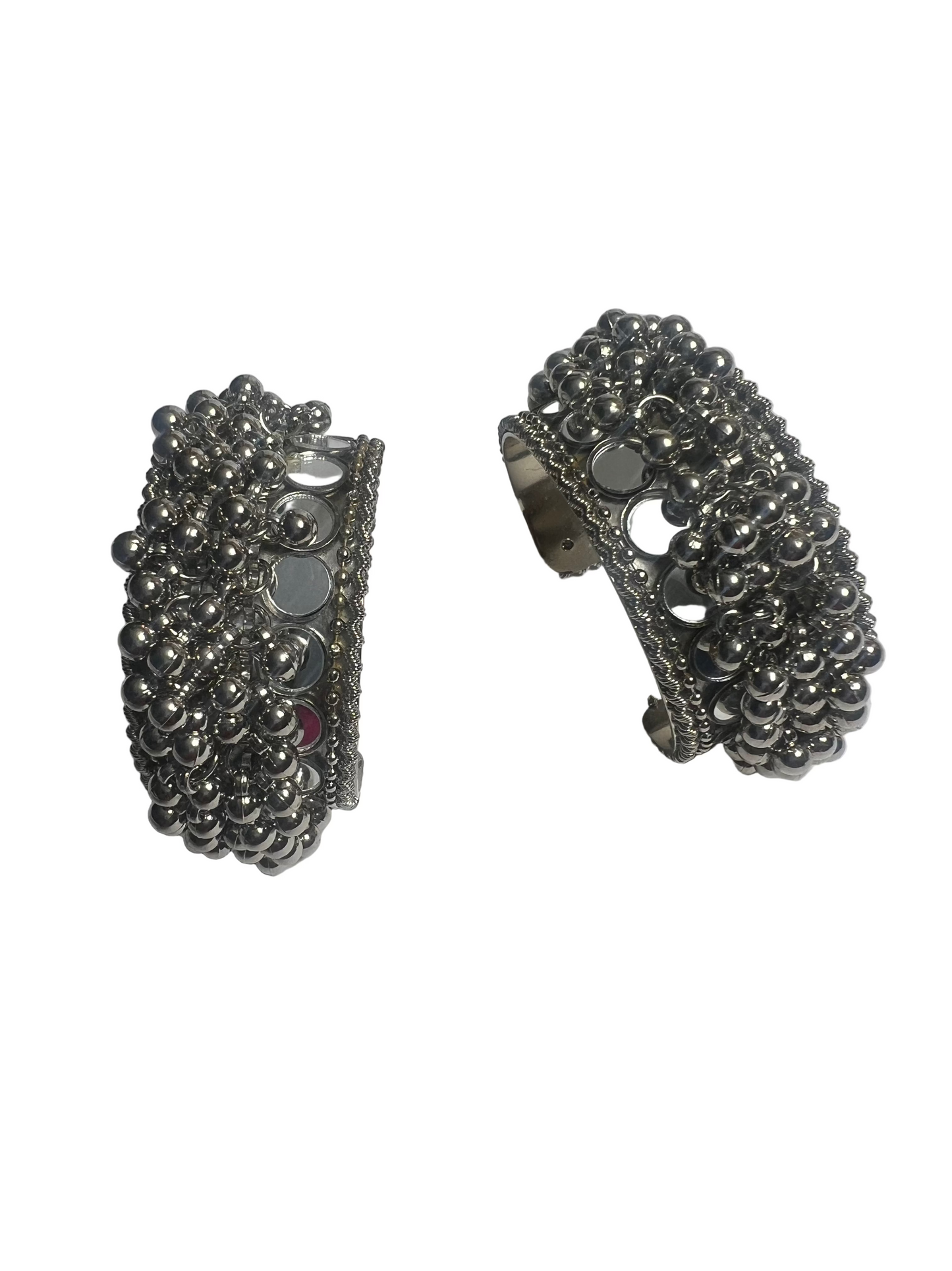 Mirrorwork and ghungroo Open Bracelets. Size 2.2