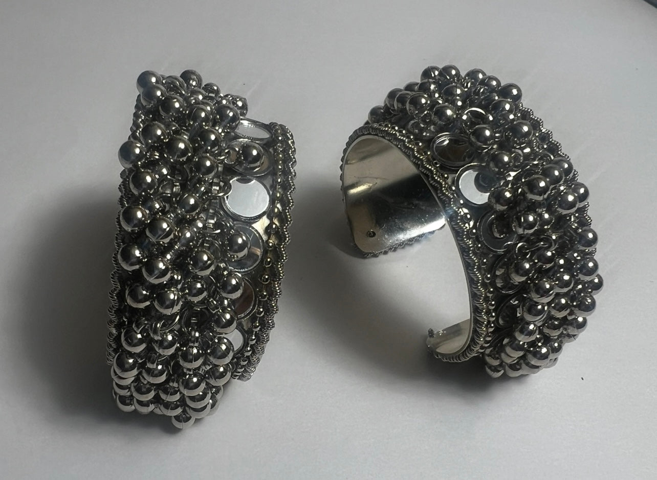 Mirrorwork and ghungroo Open Bracelets. Size 2.2