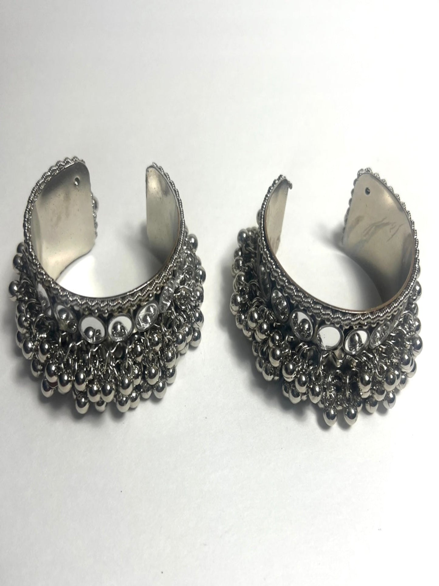 Mirrorwork and ghungroo Open Bracelets. Size 2.2