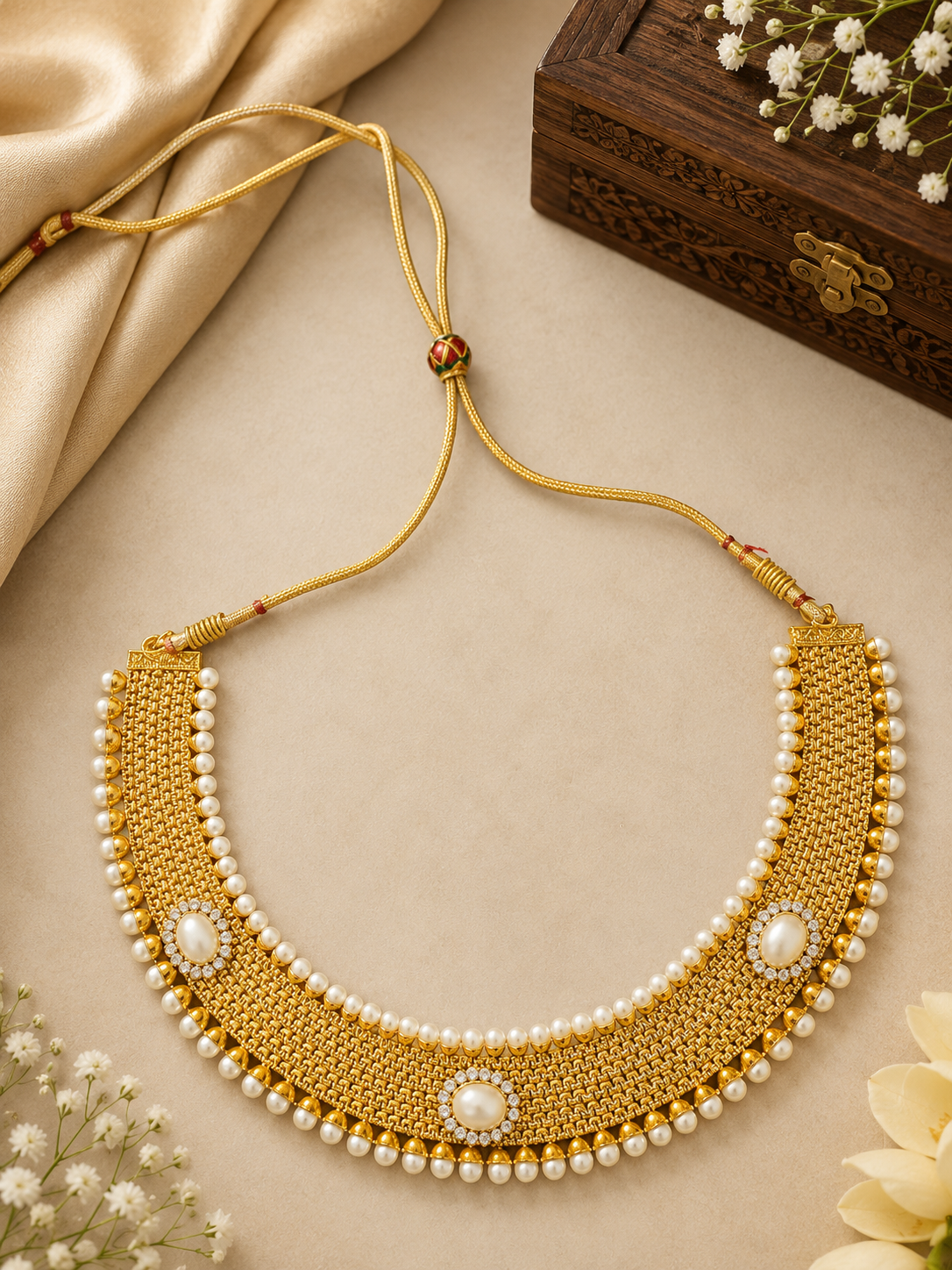 Gold plated and Pearl Necklace Set