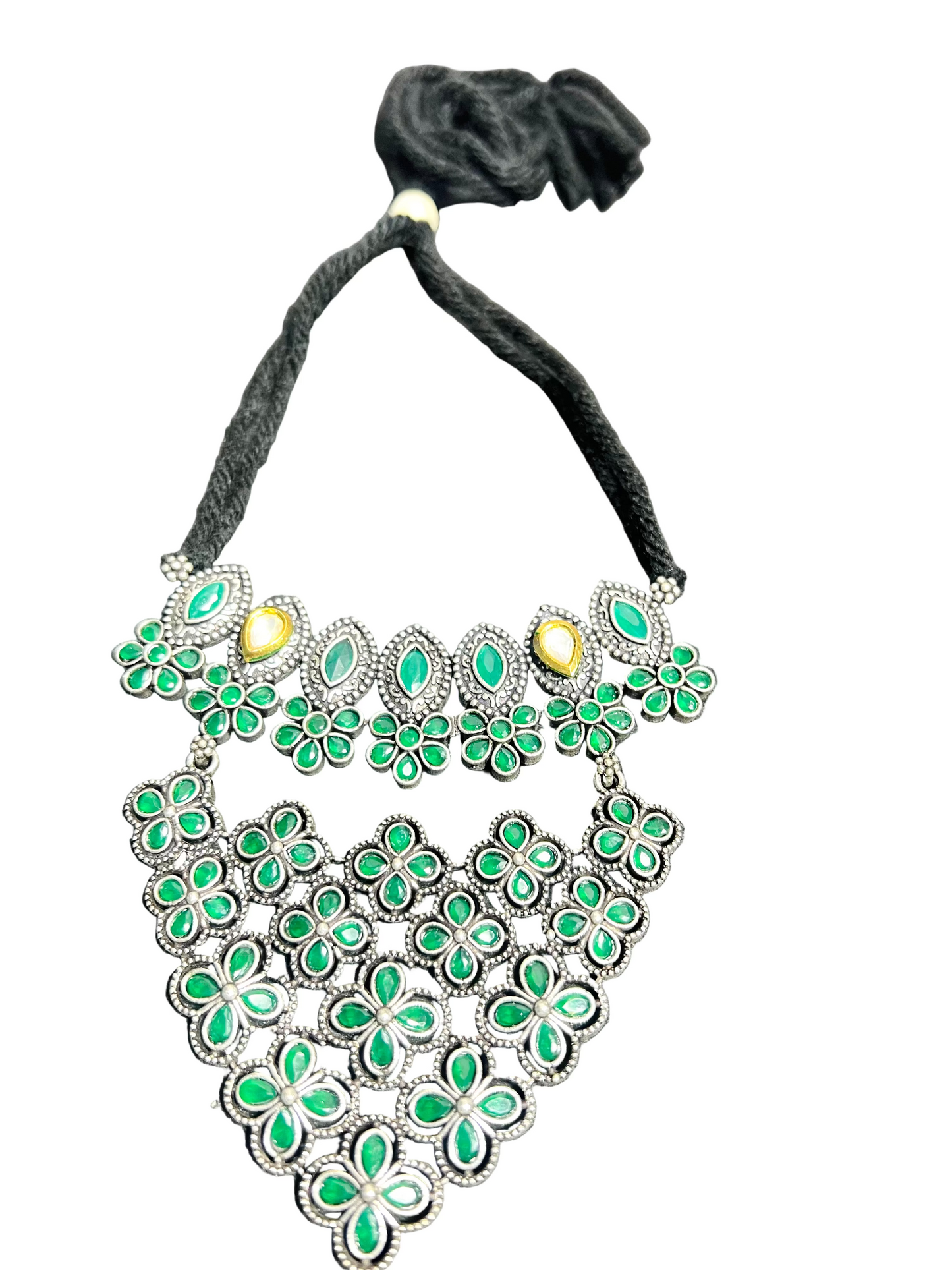 German Silver Green choker /Necklace Set