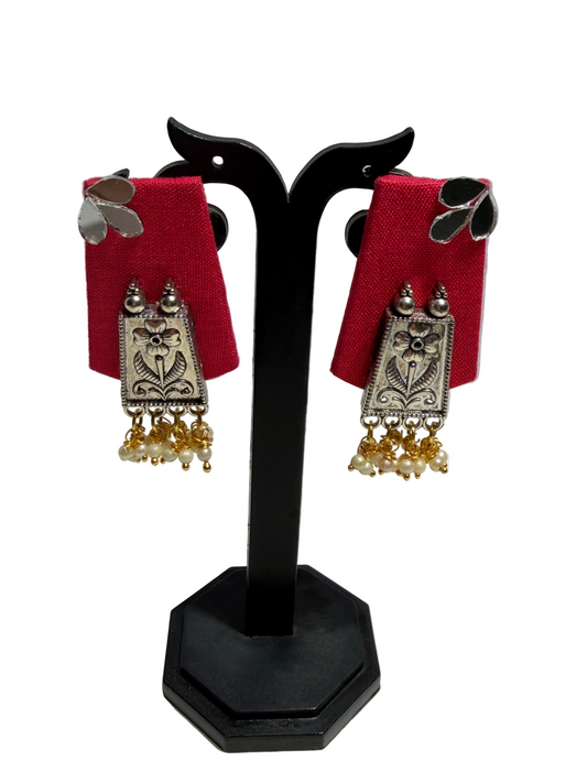 Fabric Dual tone Earrings