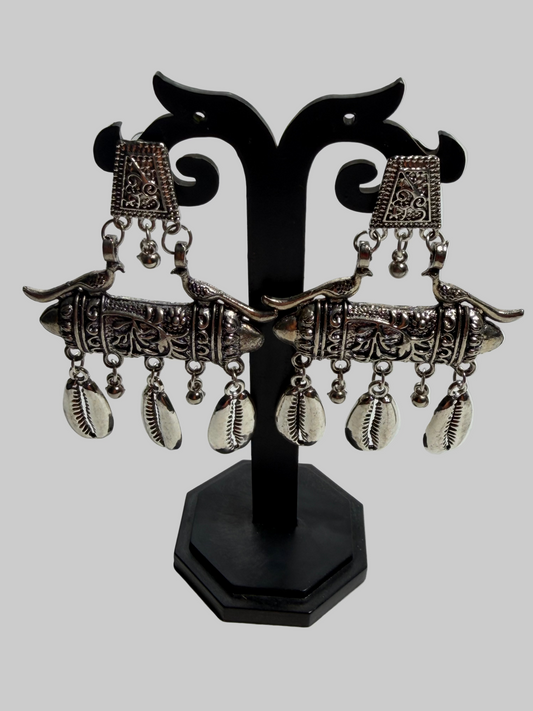 German Silver Kodi/Cowrie Earrings