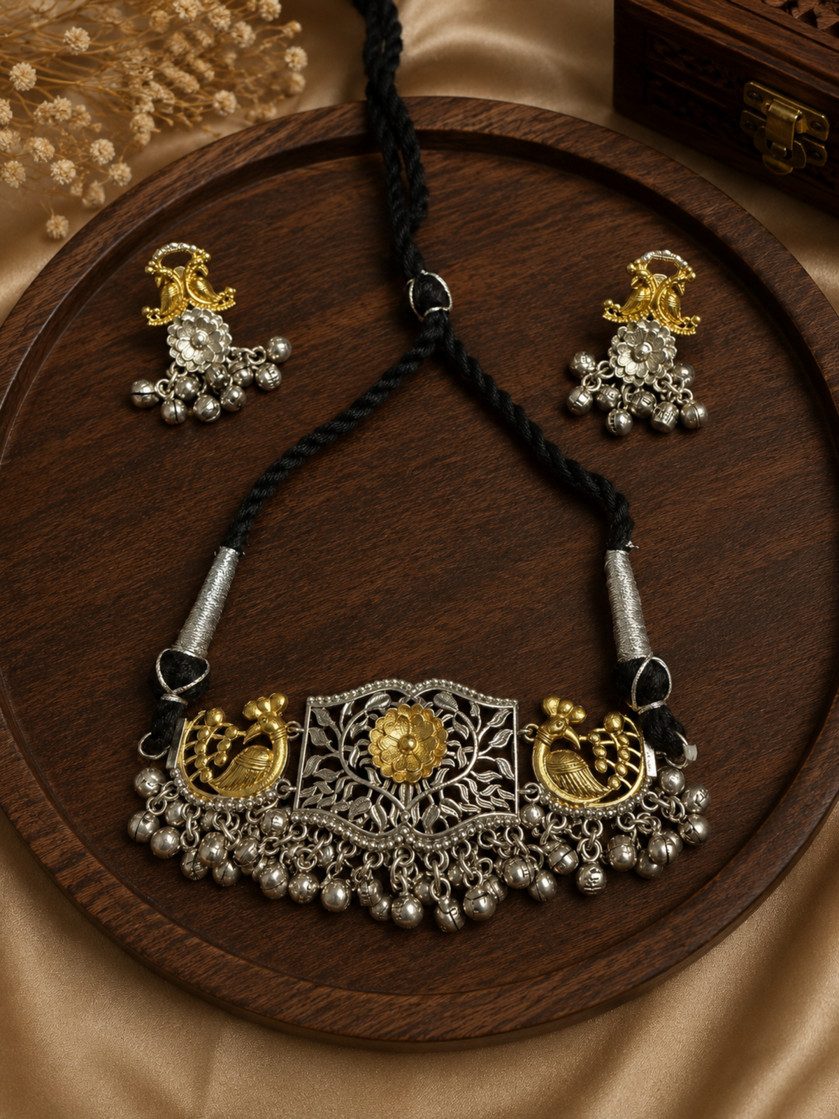 Dual Tone ghungroo Choker/Necklace Set