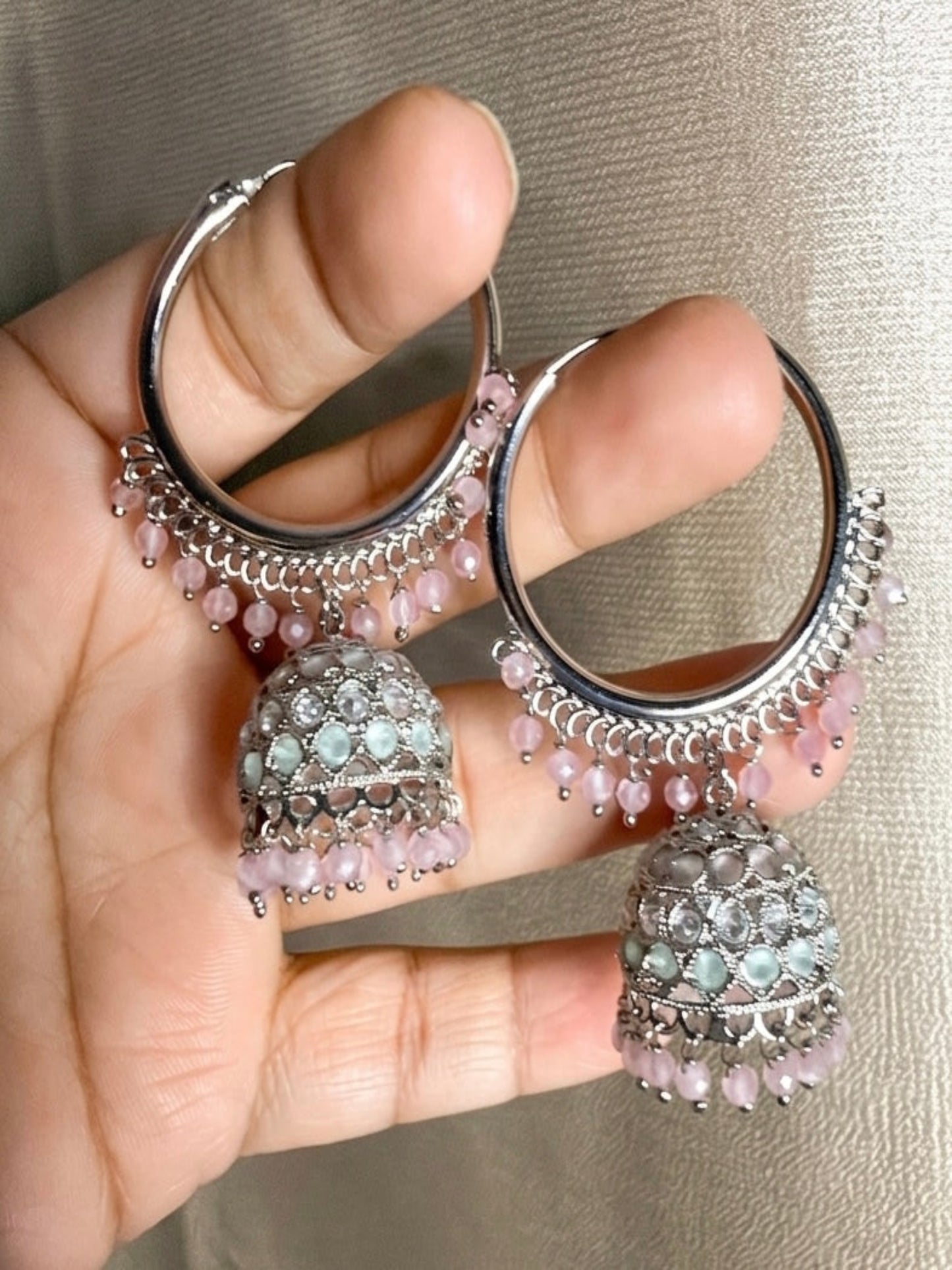 Silver Hoops Jhumka Earings