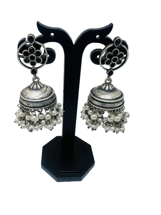 German Silver Jhumka Earrings