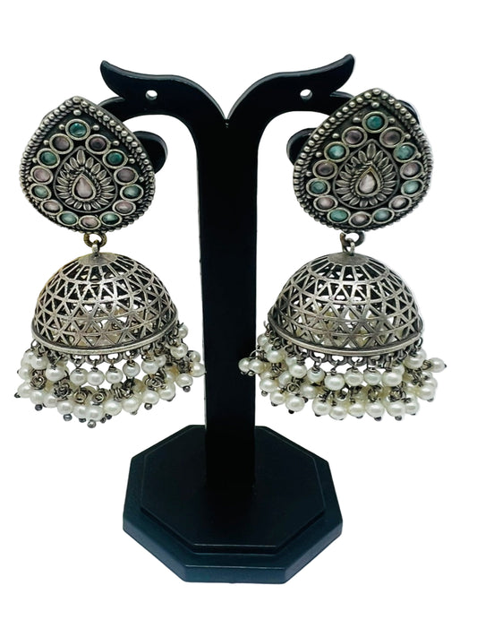 German Silver Jhumka Earrings