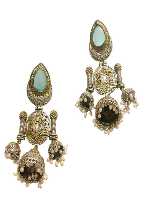 Dual tone Long Earrings