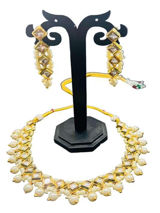 Pearl and Diamond Choker with Earrings