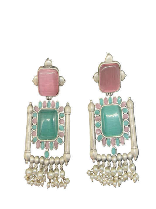 Silver Plated Stone Earrings