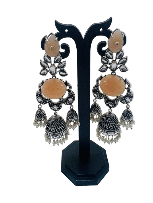Kundan & German Silver Long Earring