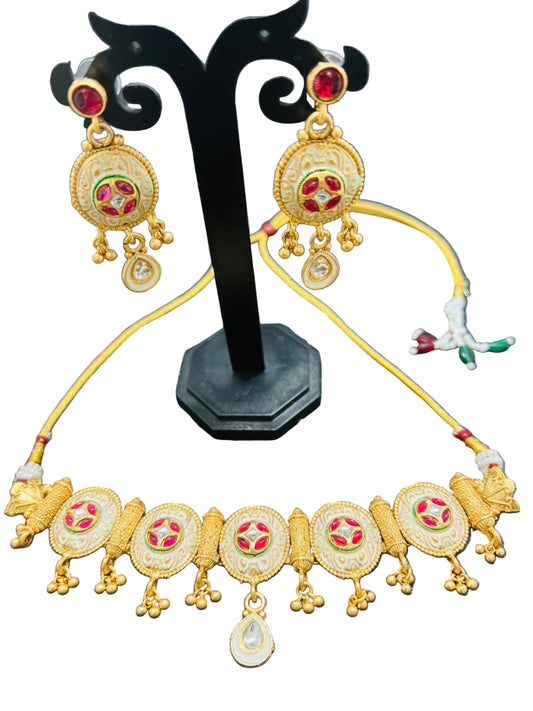 Meenakari Choker Necklace with Earrings