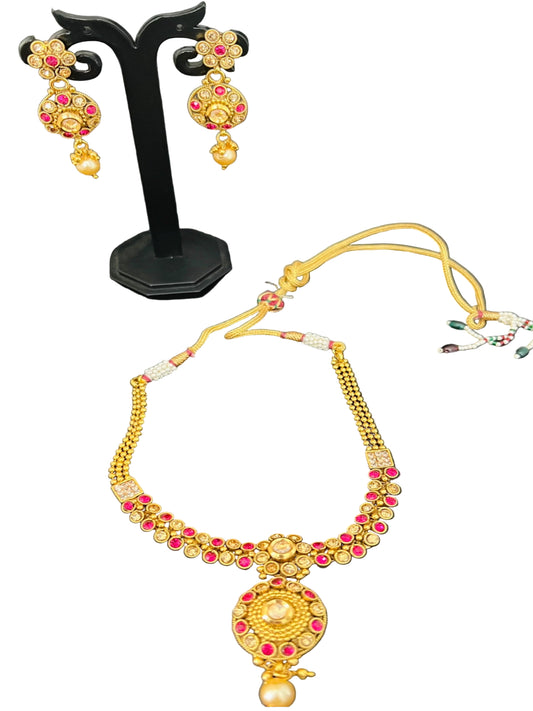 Gold Plated Necklace with Earrings.
