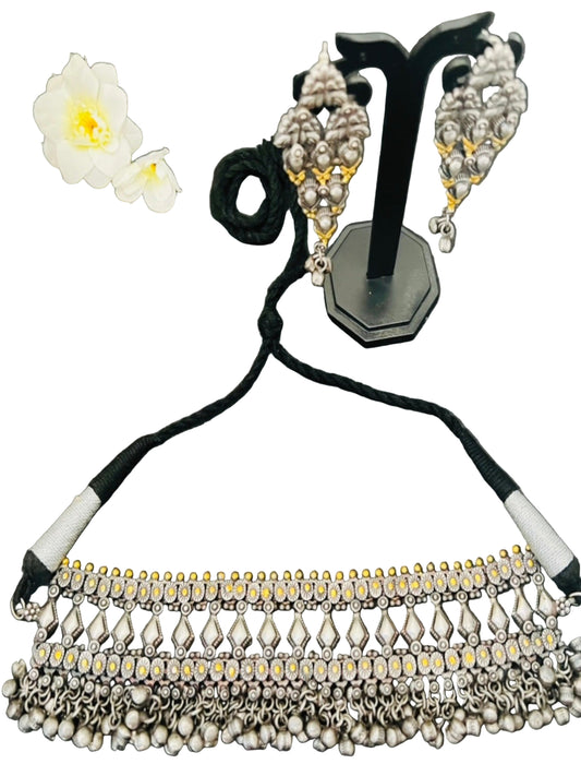 German Silver Choker with earrings