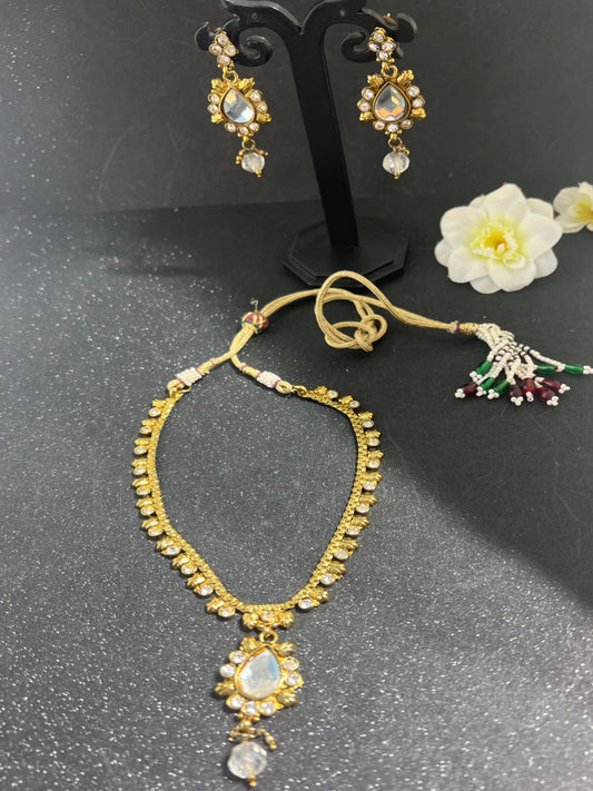 Gold Plated Necklace with Earrings